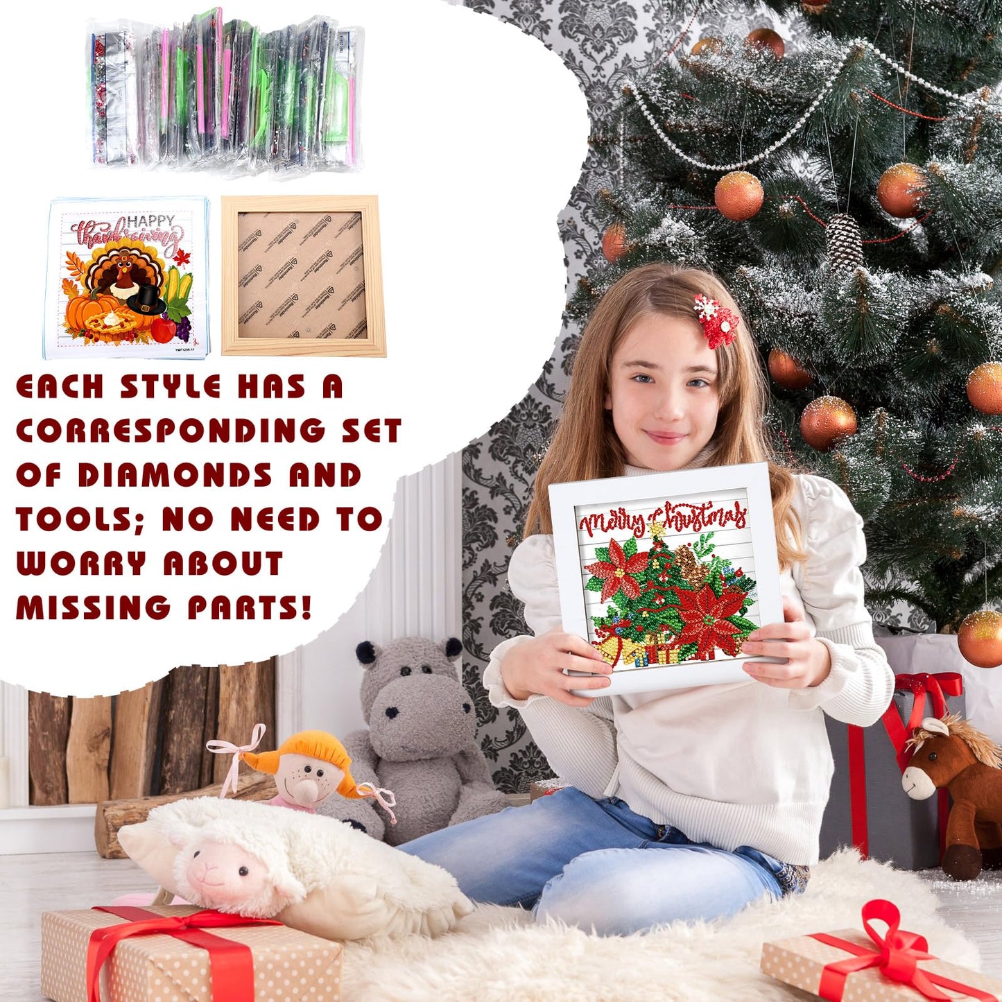 Trandraft 13 Pcs Interchangeable Holiday Diamond Art Kits for Adults 5D Framed Seasonal DIY Diamond Paint with Full Drill Gems for Beginner Monthly Table Craft Gift Decor (Lively Style)