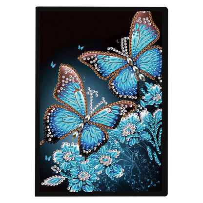 JISHSHAY Diamond Painting Notebook Journal Diamond Art Note Book Gem Art Sketchbook Gem Painting Diary Mosaic Kits for Adults Blank Notebook with Special Shaped 14.5×21cm/5.7×8.26in Butterfly Flower