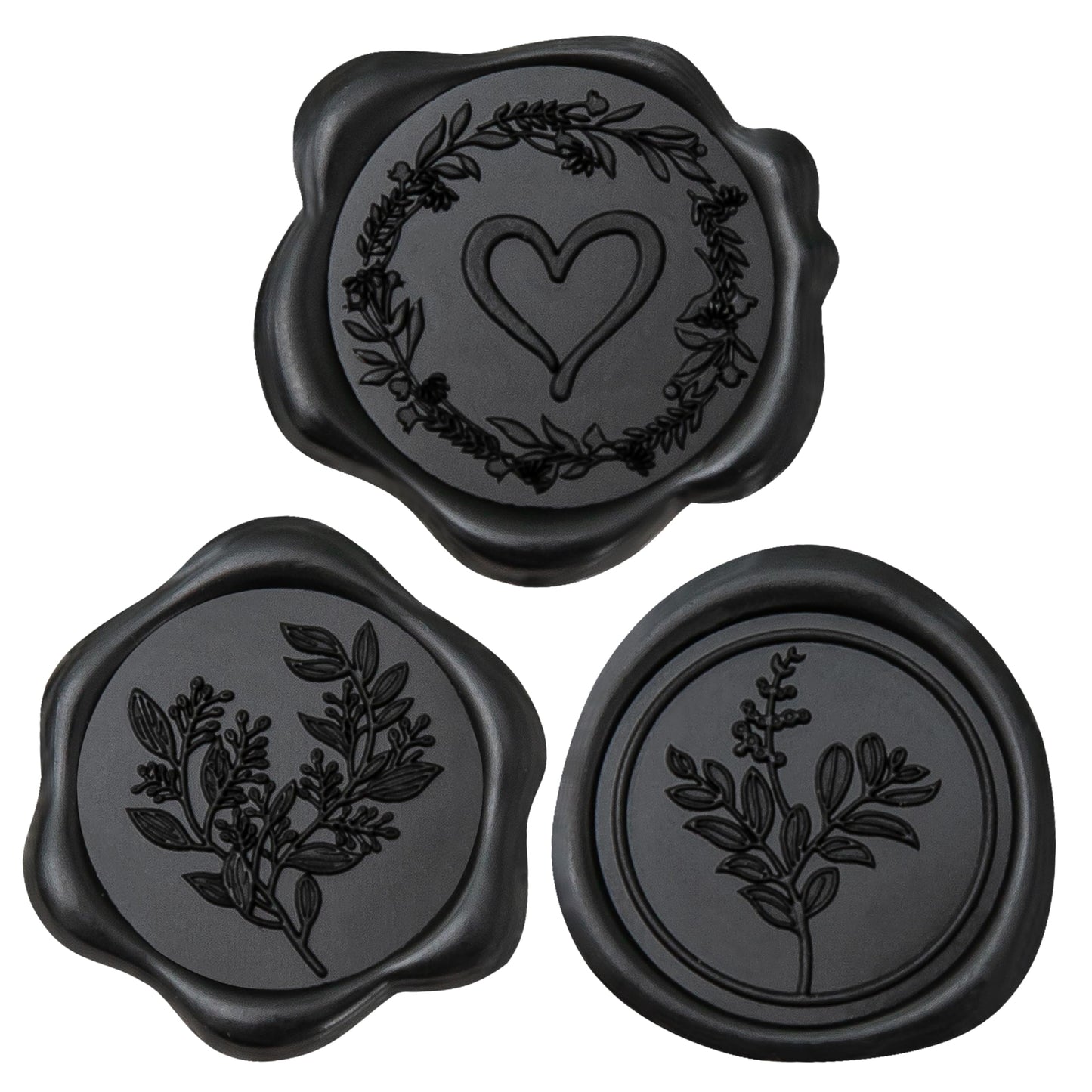 Uwilowe 60 Pcs Black Wax Seal Stickers Self-Adhesive Envelope Seals Stamp Stickers, Perfect for Wedding Invitations Seating Chart Christmas Gift Wrapping 3 Designs in 1 Pack