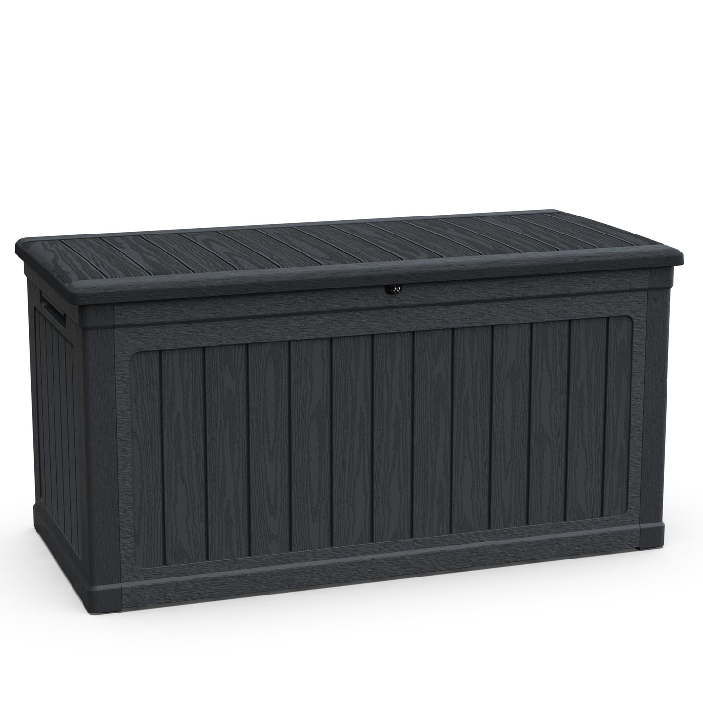 230 Gal Weatherproof Deck Box Large Outdoor Storage Organizer, Double Wall Resin Storage Chest for Patio Furniture, Cushions & Tools, Waterproof, Lockable, Bench Style Table (440lbs Capacity, Black)