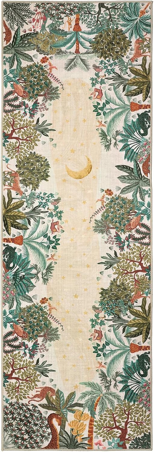 2.5x8 GarveeHome Jungle Hallway Runner Rug, Soft Beige Animal Long Kitchen Runner Non Slip Entryway Rug Farmhouse Thin
