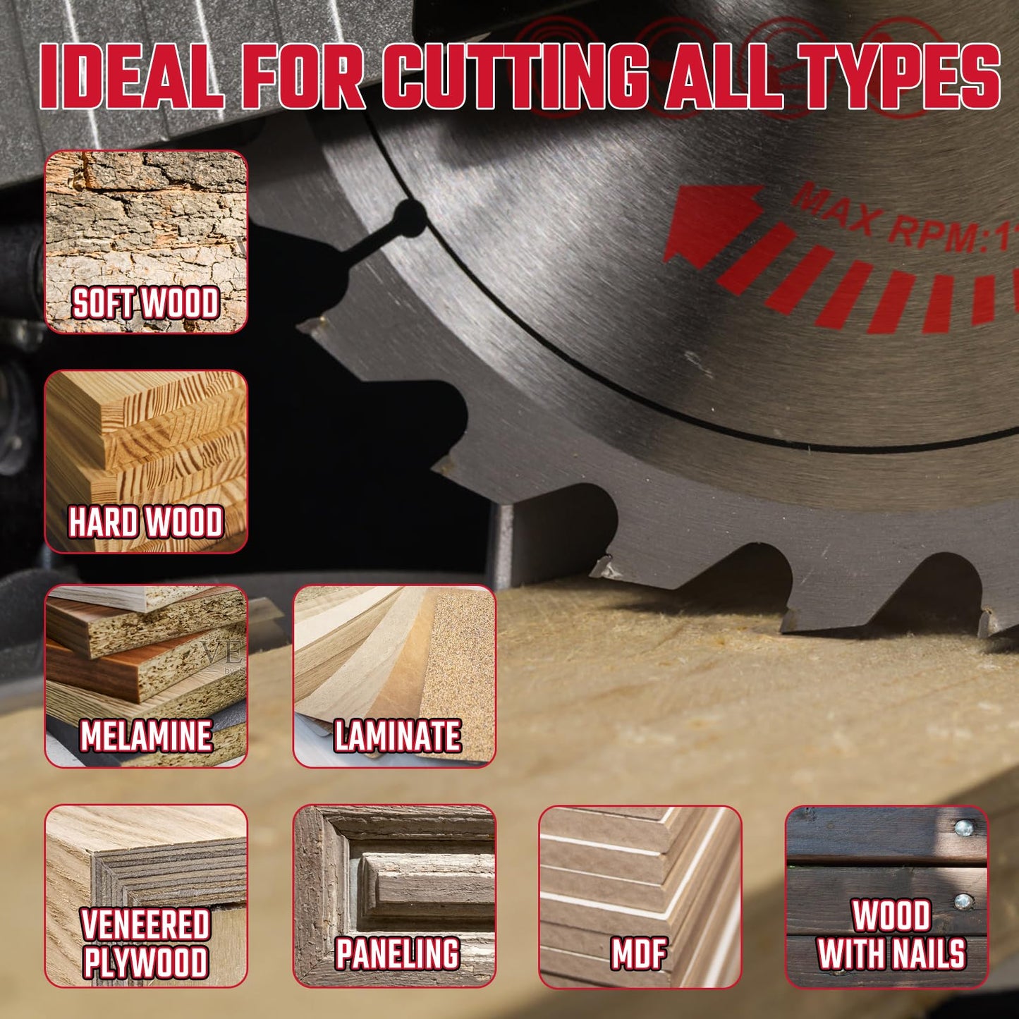 Revvstark 3 Pack 3 Inch 36 Tooth Carbide Circular Saw Blade for Wood, Plastic, PCV, Acrylic, Aluminum with 7/16" Arbor, 3/8" Bushing, Fit Dewalt Craftsman Ryobi Milwaukee