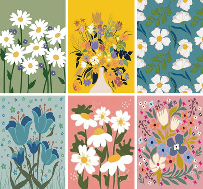 Trandraft 6 Pcs Diamond Art Paintings Kits 12 x 16 Inch Floral Diamond Art Accessories for Adults Wild Flowers Gem 5D DIY Crafts Aesthetic Wall Decor for Home
