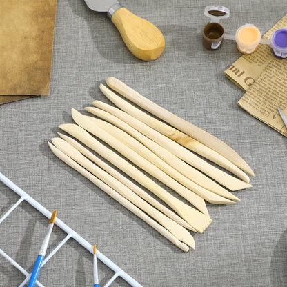 VILLCASE 30pcs Wooden Clay Sculpting Tools, 6.1'' Double Ended Clay Modeling Tools for Cutting Shaping Carving, Polymer Pottery Dough Ceramic Modeling Kit for Classrooms, Beginners, Group Activities