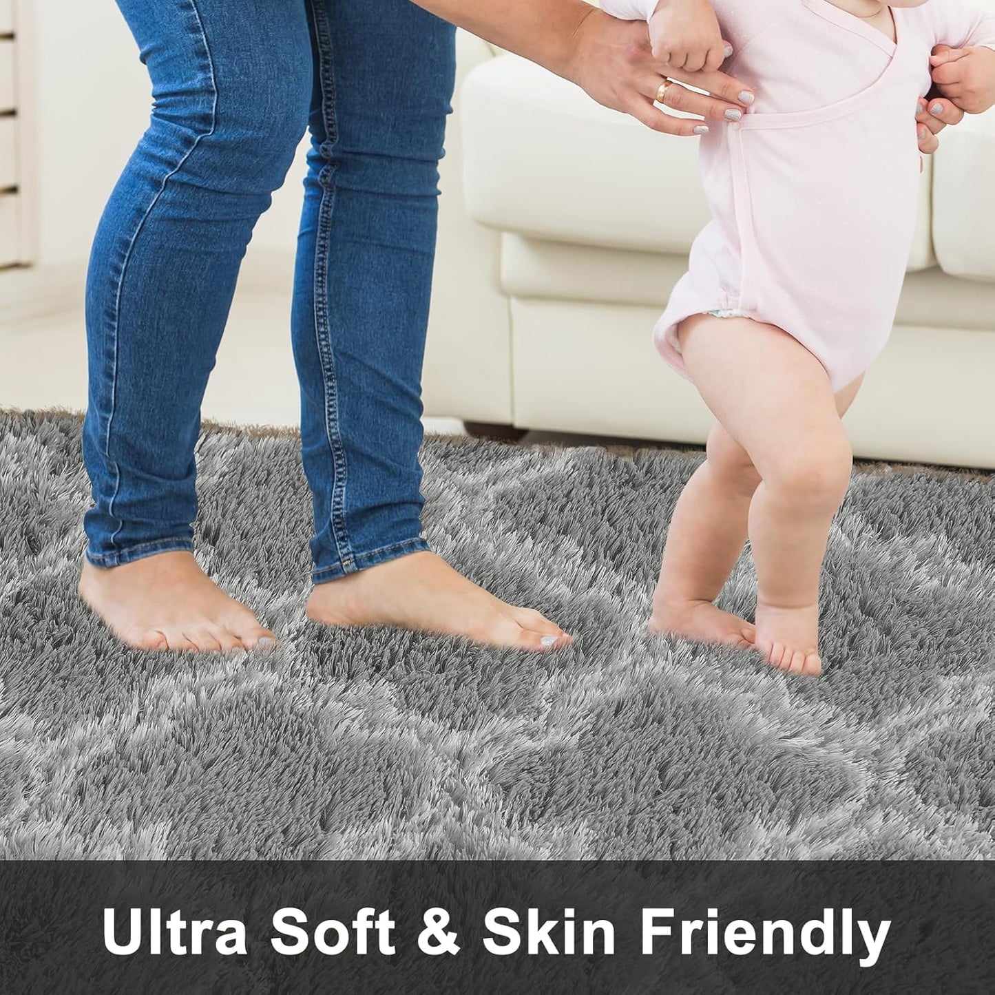 Shag Area Rug 5x7 Feet, Extra Soft High Pile Indoor Carpet for Living Room, Bedroom, Kids Room Decor