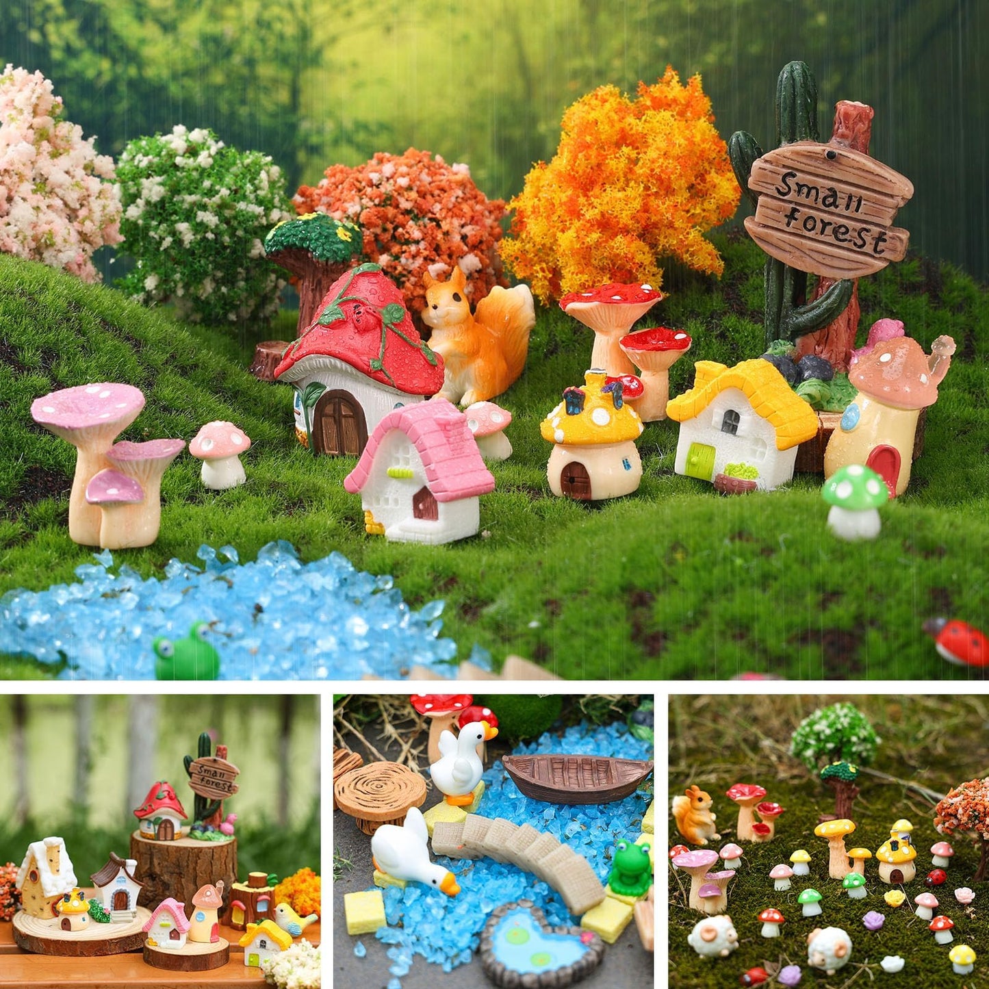 HIYZI 118 PCS Mini Fairy Garden Accessories Kit Miniature Garden Decorations Set Tiny Figurines for DIY Micro Landscape Terrarium Succulent Craft Decor Potted Horticulture Ornaments