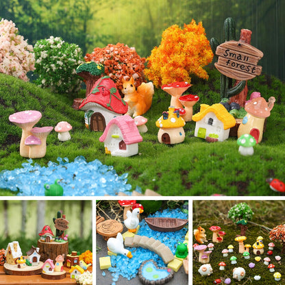 HIYZI 118 PCS Mini Fairy Garden Accessories Kit Miniature Garden Decorations Set Tiny Figurines for DIY Micro Landscape Terrarium Succulent Craft Decor Potted Horticulture Ornaments