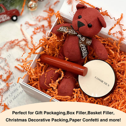 Corlcol 2LB Crinkl Paper Shred Filler for Bag Gift Box Basket Confetti Paper Shreded Stuffing Decoration for on Halloween Day (Orange)