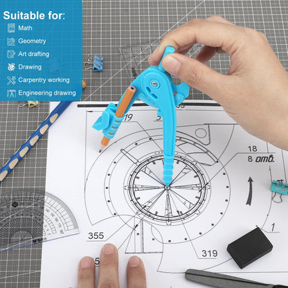 20 Pieces Compass Geometry Tool Multicolour Math Compass Drawing Compass for Geometry Plastic Geometry Compass with Pencil for Student Classroom School Office Drafting Art Drawing (20 PCS)