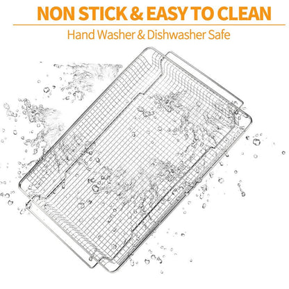 Atgestore W11548747 Air Fryer Basket Replacement Parts for Whirlpool Kitchenaid Oven Basket18.5’’x12.8’’ Mesh Basket 304 Stainless Steel Maytag Jennair Range Stove Air Fryer Tray Toaster Oven Rack