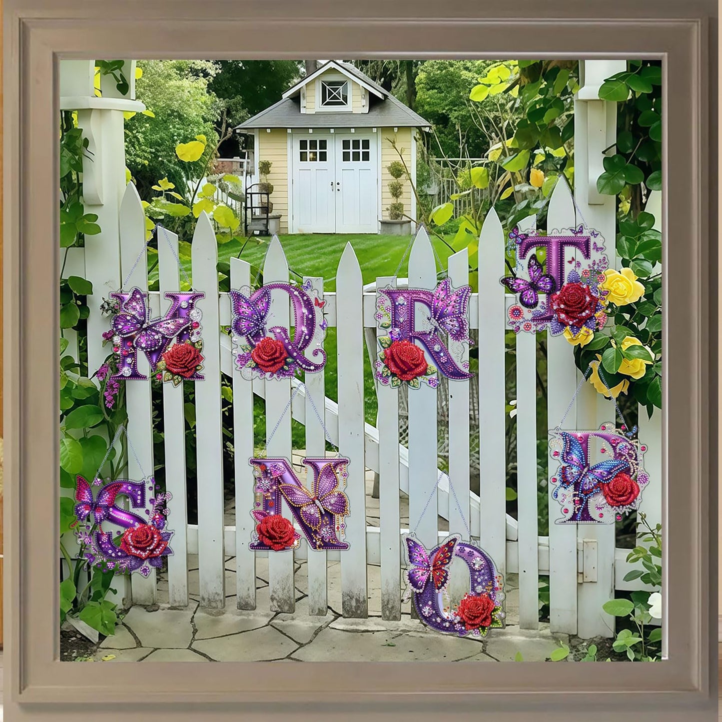 DIY Hanging Diamond Art Kit for Adult – Gem Art Window & Wall Pendant, Acrylic Letter Diamond Painting Ornament for Home & Garden Decoration (M)