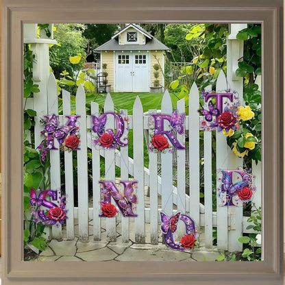 DIY Hanging Diamond Art Kit for Adult – Gem Art Window & Wall Pendant, Acrylic Letter Diamond Painting Ornament for Home & Garden Decoration (M)