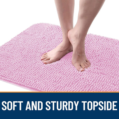 OLANLY Dog Door Mat - Absorbent Non-Slip Chenille Mat for Muddy Paws | Quick Dry 59x32, Pink