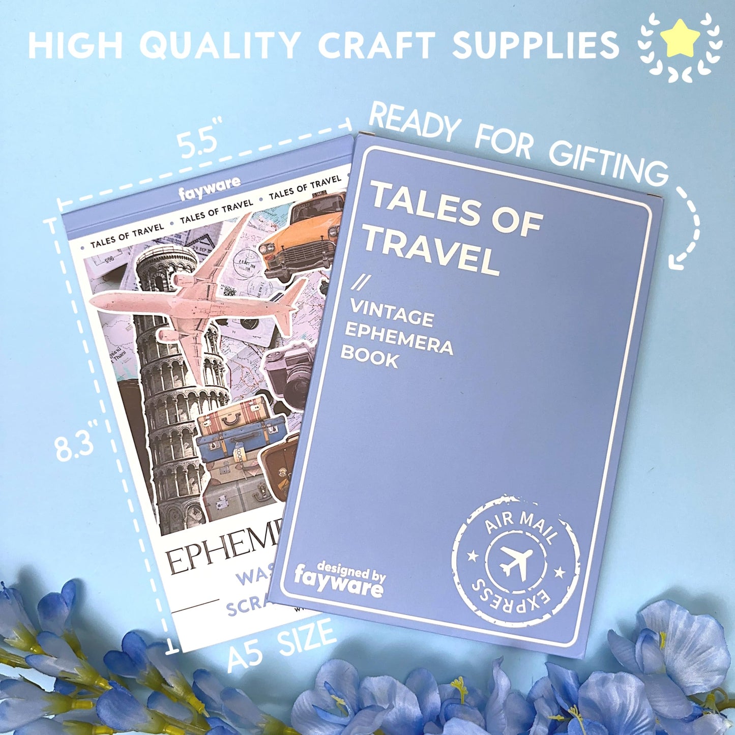 Fayware 300+ Travel Stickers for Scrapbooking & 20 A5 Papers - Pre-Cut Washi Stickers for Journaling, Vintage Travel Scrapbooking Supplies, Junk Journals Stickers