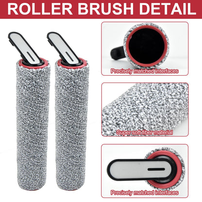 Brush Rollers and Filters Replacement Parts Compatible with Dreame H14/ H14 Pro Wet Dry Vacuum Cleaner (2 Roller Brushes, 2 Hepa Filter)