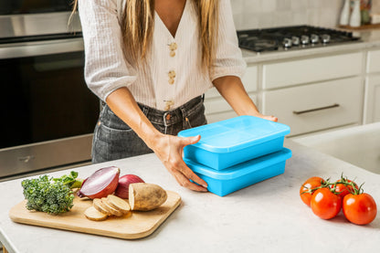 MT.BAY (2 Pack) Large Silicone Freezer Containers For Soup, Pasta Sauce, Leftovers, Broth & More - 6 Cup Reusable BPA Free Non Plastic Food Storage Freezing Ice Trays With Lids & Measurement Lines