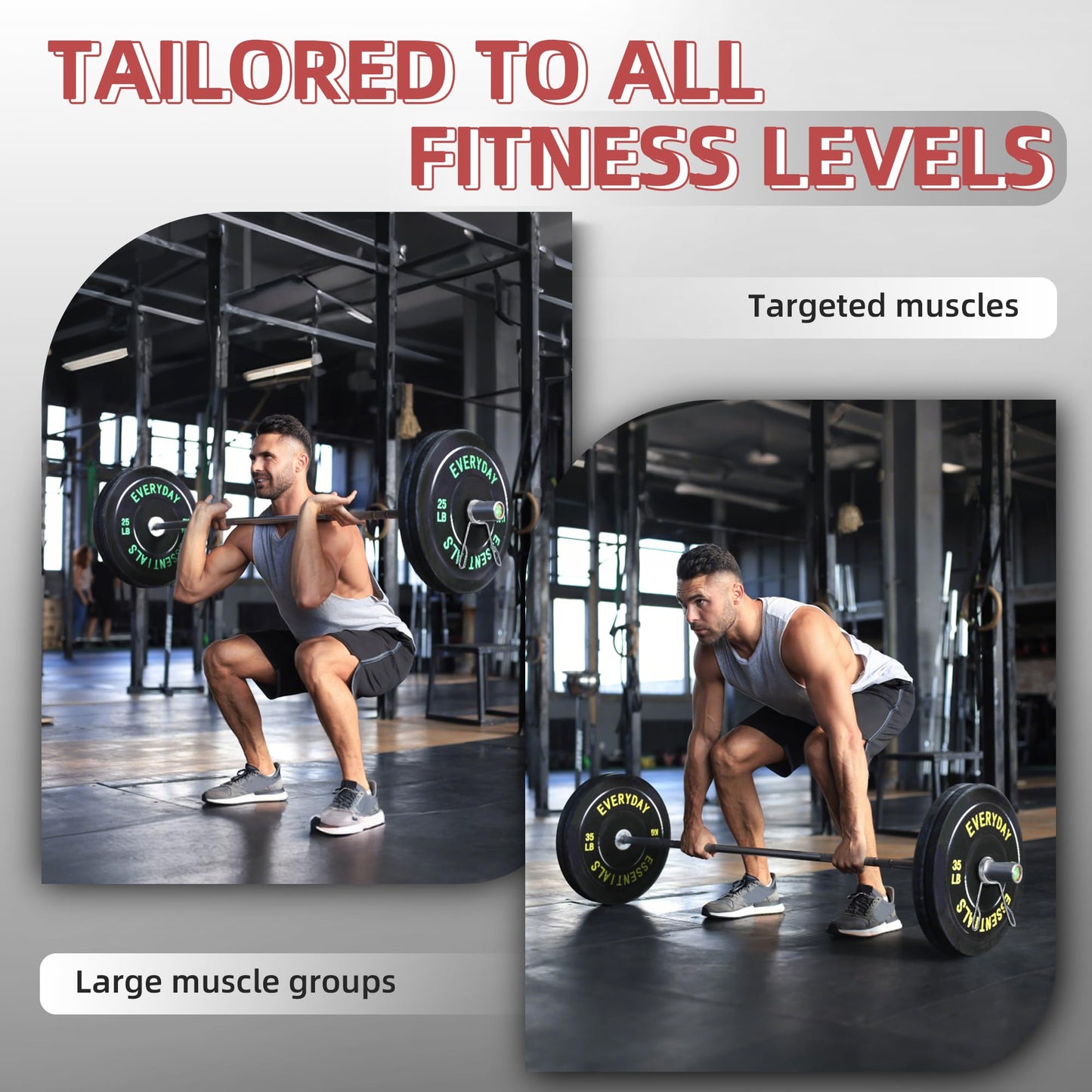 Fitvids Olympic Bumper Plates Set 2' Weight Plates for Strength Training & Weightlifting Set: 280 lbs (4x 10LB+2x 15/25/35/45 LB Pairs)