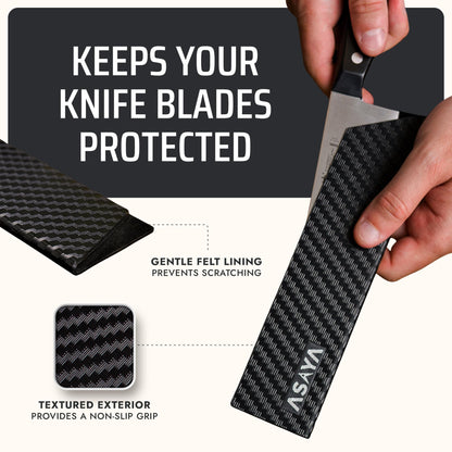 Asaya Professional Chef Knife Edge Guards – 9 Piece Knives Universal Covers - Extra Strength ABS Plastic and Food Safe Kitchen Knife Sheath Covers – Knives Not Included
