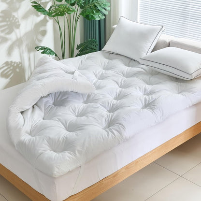 WhatsBedding 3 Inch Feather Bed Mattress Topper, Duck Feather Memory Foam Bed Topper,Soft Fluffy Supportive Pressure Relief Mattress,Queen