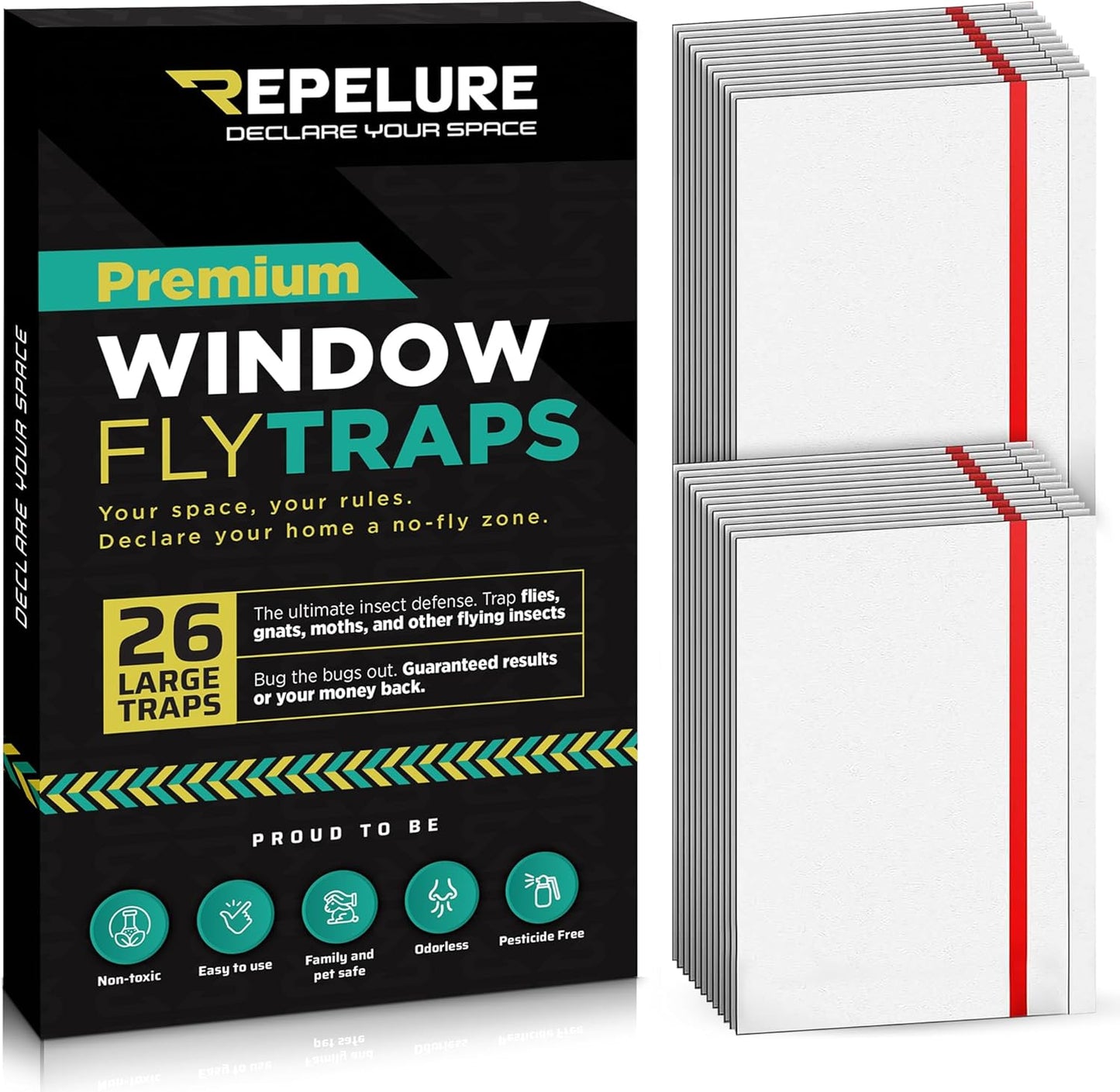 Window Fly Trap (26 Pack), Indoor Sticky Traps for Home, Non-Toxic Glue Paper for Insects