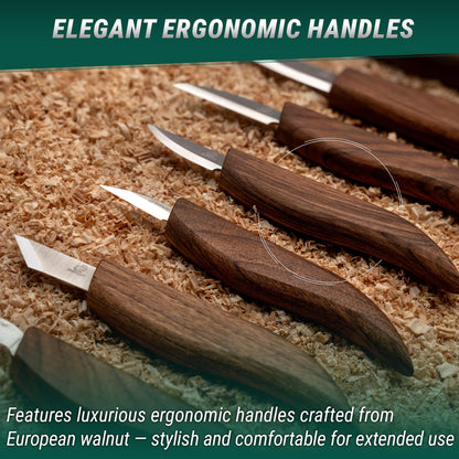 BeaverCraft Deluxe Wood Carving Kit S18X - Wood Carving Knife Set - Spoon Carving Tools Set - Whittling Knives - Woodworking Wood Carving Tools Large Whittling Kit S18X