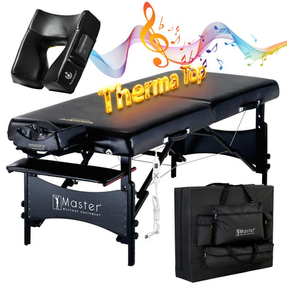 Master Massage Therma-Top 30" Galaxy Professional Portable Massage Table Package with Extra Music Face Cushion - Memory Foam Cushioning - Tattoo Table- Spa Salon Beauty Facial Bed