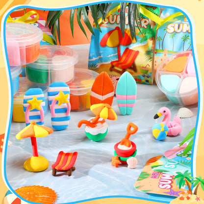 Capoda 18 Sets Air Dry Clay Kit for Kids End of School Year Gifts DIY Modeling Clay Arts Crafts Kit for Summer Beach Pool Party Favors Art Projects Fun Activities Classroom Gifts Rewards Supplies