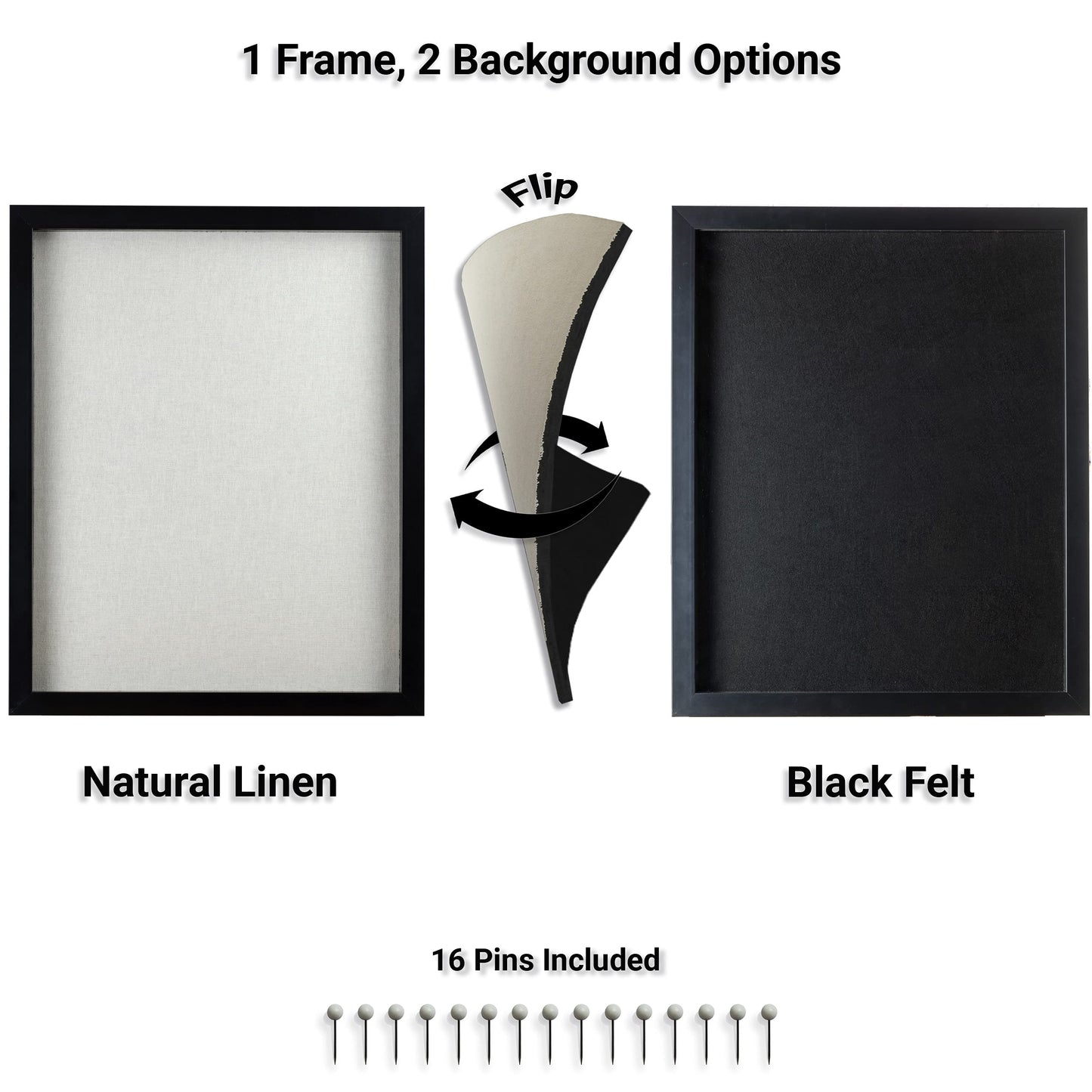 Caesar Home Shadow Box Display Frame with 2 Backgrounds and UV Protection, Multiple Sizes (16x20)