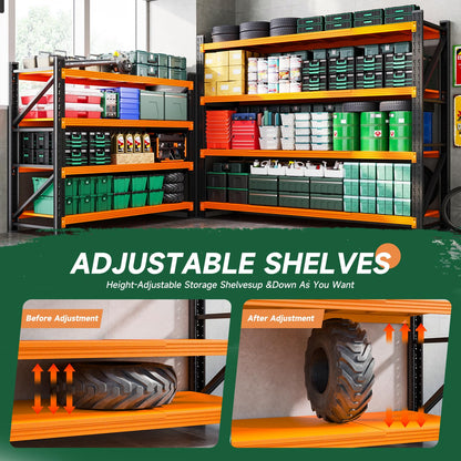 Letaya 6000LBS Heavy Duty Storage Shelves,79" H Metal Garage Shelving Units,4 Tier Large Tall Industrial Shelving,Adjustable Utility Rack Shelf for Warehouse,Basement (Orange, 79" W x 24" D x 79" H)