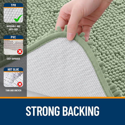 OLANLY Bath Rugs - Extra Soft Chenille with Rubber Backing | Quick Dry & Machine Washable - 32x20 Sage Green