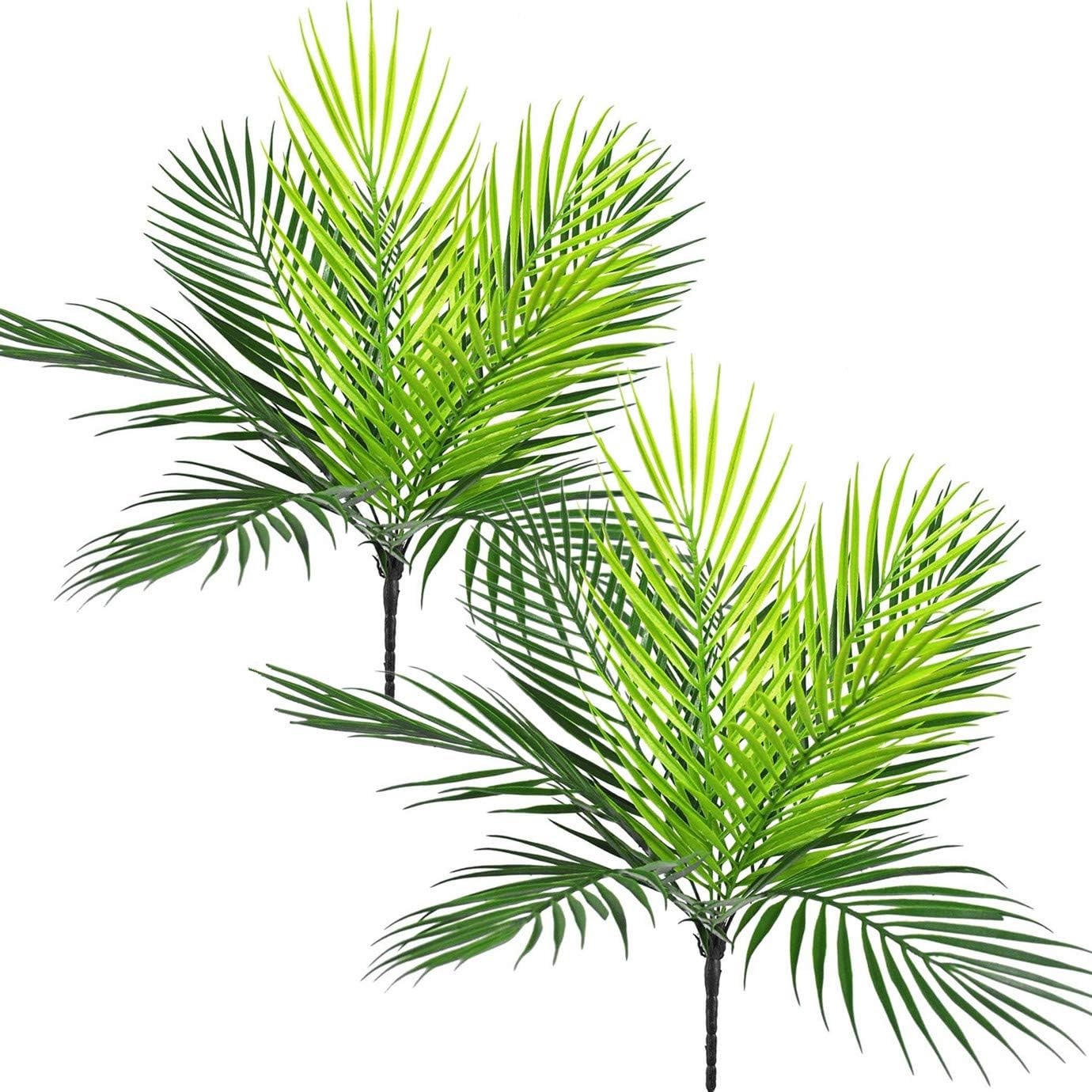 Artificial Palm Plants, Plastic Tropical Palm Tree Shrubs Fake Greenery Decor for Indoor Outdoor Home Garden, 2 Pack