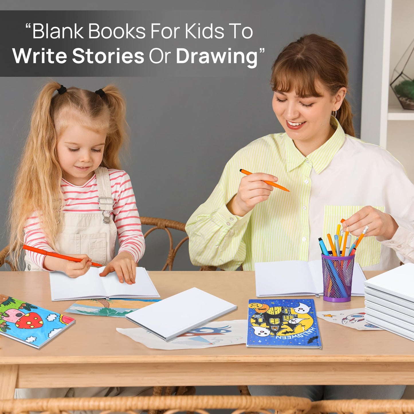 miikoul 12 Pack Hardcover Blank Book,100GSM White Blank Books for Kids to Write Stories,40 Pages 6x8 Inch Blank Page Journal Make Your Own Book Ideal for Teens Reading Writing Drawing Guestbook