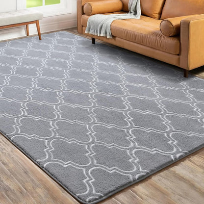 4x6 Chicrug Shag Geometric Modern Area Rug for Bedroom, Feet Memory Foam Indoor Carpet, Fluffy Rug for Living Room