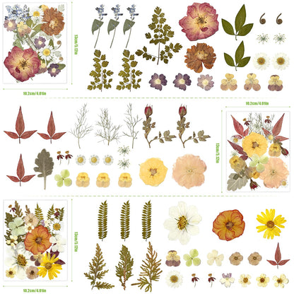110Pcs Dried Flowers for Crafts, Dried Pressed Flowers for Resin Molds, Retro Style Dry Leaves Kit for Art Crafts Resin Jewelry Making Scrapbook Supplies Card Soap Candle DIY