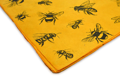 Kathmandu Valley Co. Sustainable Wrapping Paper Handmade from Tree-Free Lokta Paper. Reusable Gift Wrap 10 Sheets 20x30 inches. Made in Nepal. (Busy Bee)