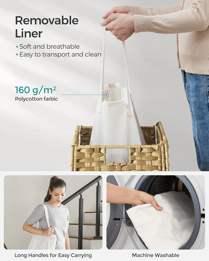 23.8 (90 ULCB51NL SONGMICS Laundry Hamper with Lid, Gallon L) Synthetic Rattan Clothes Laundry Basket with Lid
