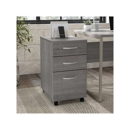 Bush Business Furniture Hybrid 3 Drawer Mobile File Cabinet-Assembled, Platinum Gray