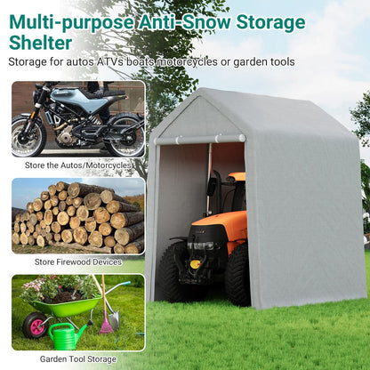12×12 ft Outdoor Storage Sheds, Portable Storage Shelter Shed with Roll up Zipper Doors, Waterproof Outside Utility Shed Garage Tent for Motorcycle, Bicycles and Camping Tools