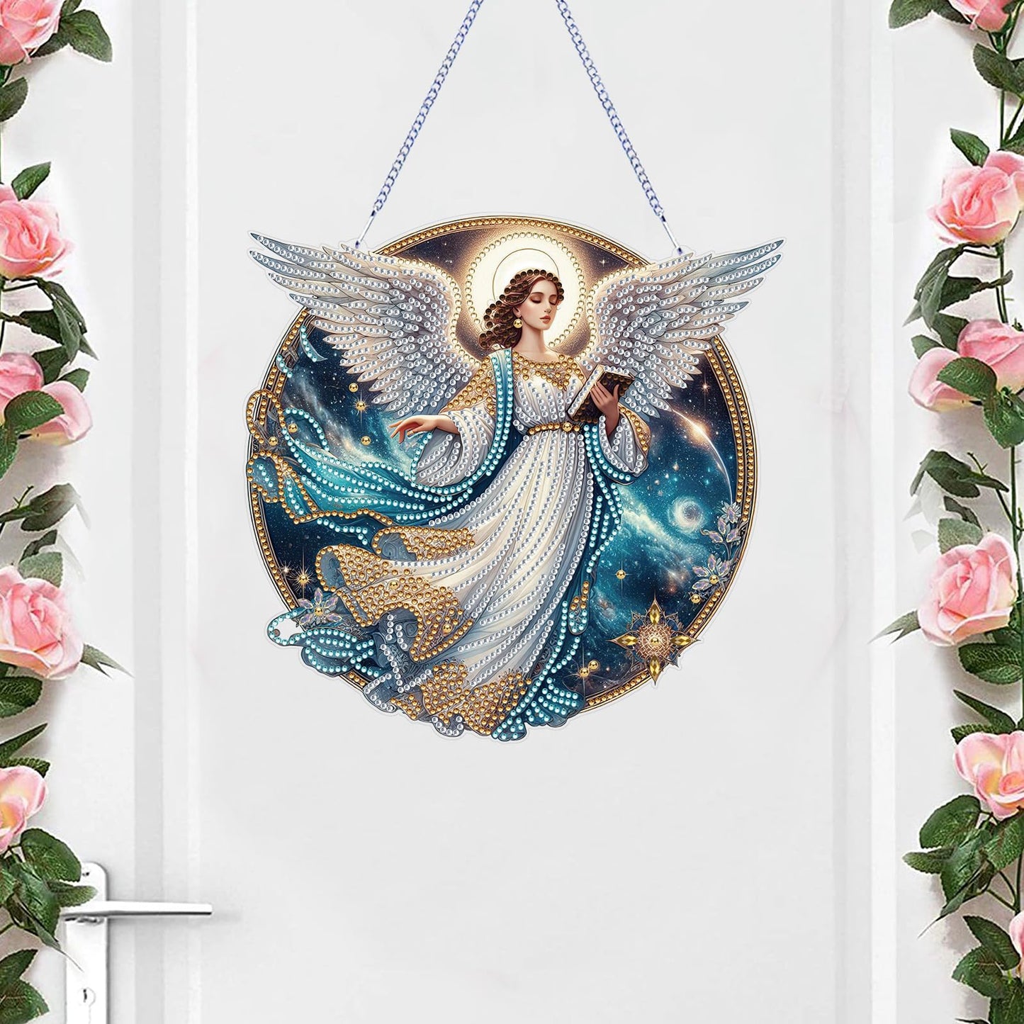 ARTopet DIY Diamond Pendant Ornament - Special Shaped Crystal Art Painting - Hanging Single Sided Ornament for Home Garden Wall Door Decor - Angel