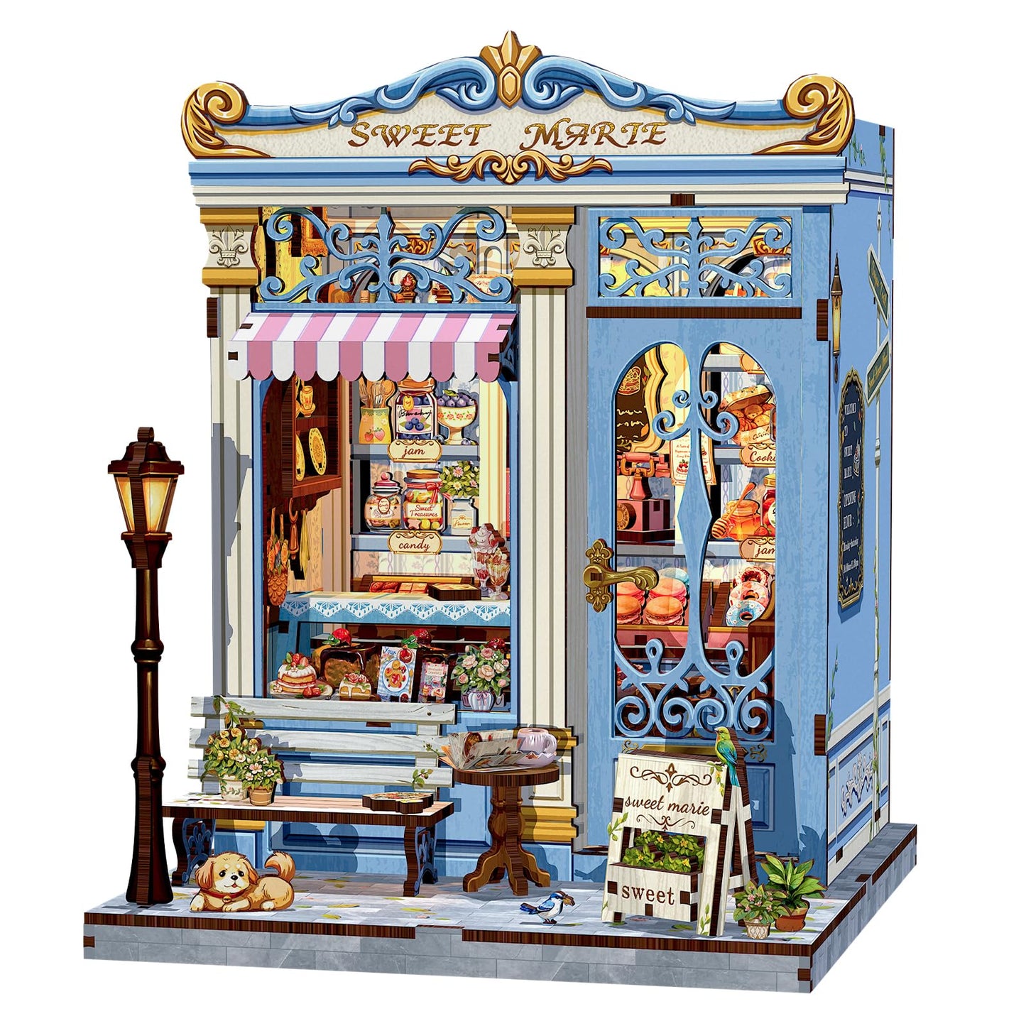 Fsolis Book Nook Kit - DIY Miniature House Kit for Adults, Booknook Bakery Bookshelf 3D Wooden Puzzles Gifts for Women Puzzle Lovers (Sweet Marie)