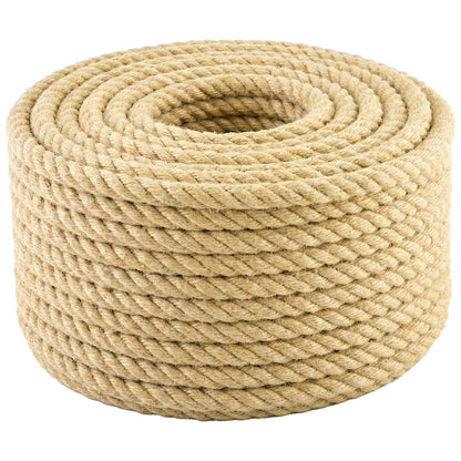 Jute Rope 1 Inch x 100 Feet, 4 Ply Heavy Duty 900LB Breaking Strength Natural Jute Twine, Large 25mm Thick Cord for Plant Support, Cat Tree Scratching Post, Rustic Christmas Decor & Crafts