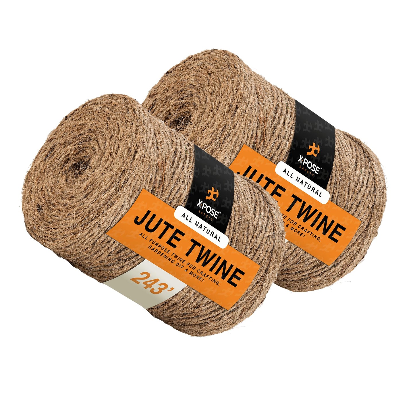 Jute Twine - 3 Ply Brown Roll 243 Feet Natural Jute String for Crafts, Packaging, Wrapping, Decorative Rope Cord for Hanging Ornaments (2 Packs)