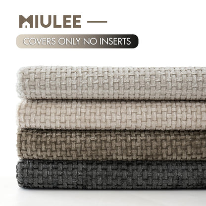 MIULEE Pack of 4 Couch Throw Pillow Covers 18x18 Inch Neutral Soft Decorative Chenille Pillow Covers Farmhouse Boho Cushion Covers for Mid Century Modern Home Decor Sofa Bedroom Living Room