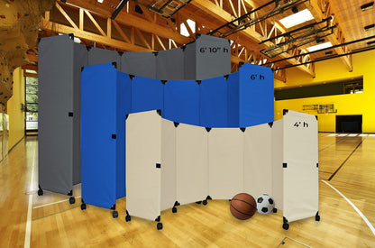 Versare MP10S Portable Folding Wall Partition | Economical 5 Panel Design | Portable Room Divider On Wheels | Adjustable, Freestanding Setup | Multiple Widths