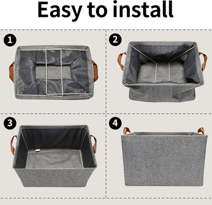GRANNY SAYS Storage Basket, Large Organizer Bins for Shelves, Closet Storage, 2-Pack with Metal Frame
