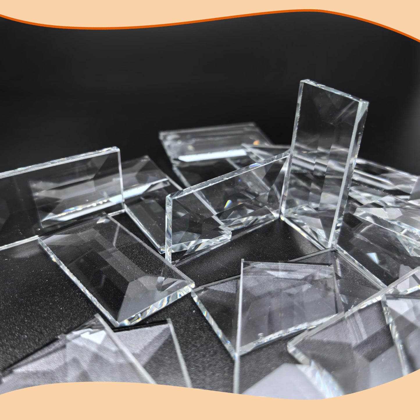 1x 2 Inches Beveled Glass Squares (30 Pieces) for Stained Glass Art,Design (1x 2 Inches)