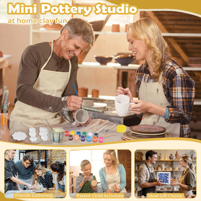 Texilo Air Dry Clay Kit for Adults, Pottery Starter Tools for Beginner, DIY Painting Making Set with Clay,Paints,Sculpting Tools,Varnish, Guide, Christmas Birthdays Gift for Arts Crafts Lover at Home