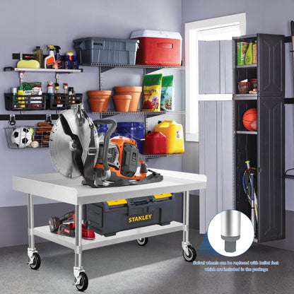HARDURA Stainless Steel Equipment Stand Metal Prep Table with Casters 30"X 48" NSF 430 for Commercial Food Prep