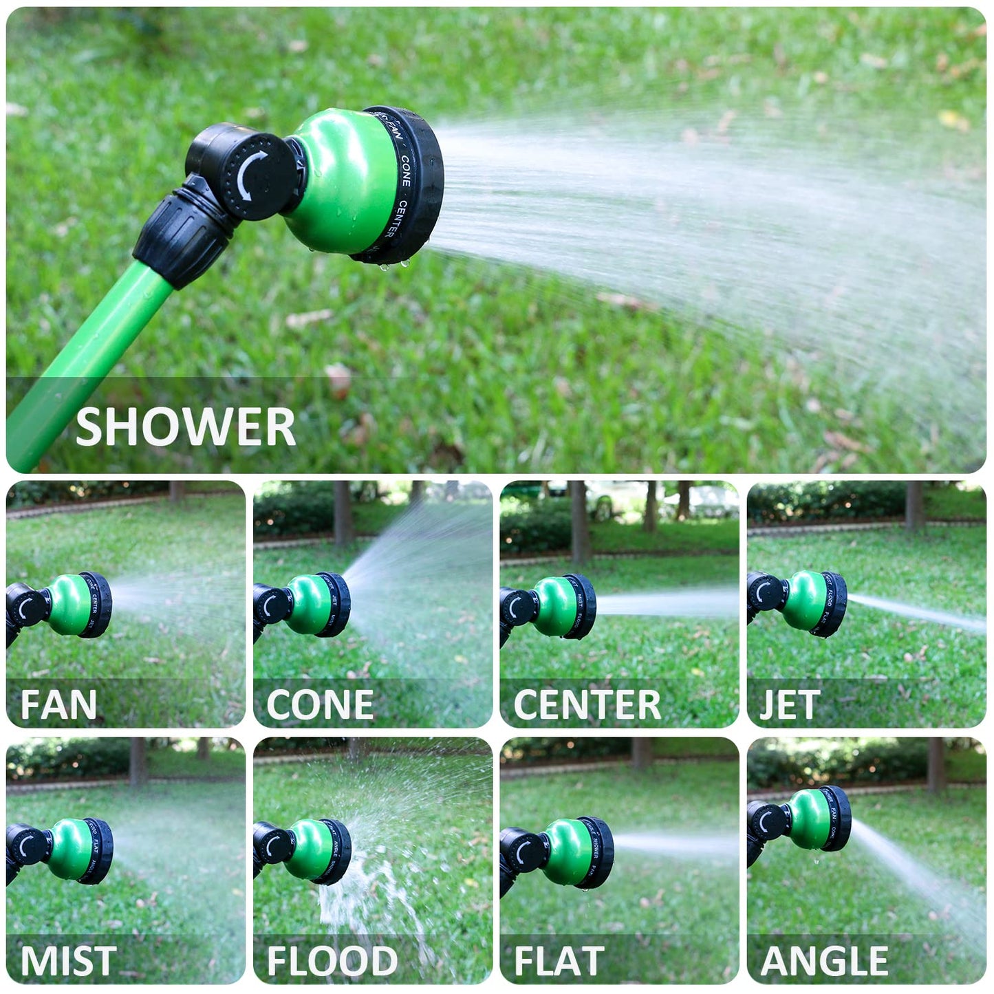 STYDDI Watering Wand 18”, Metal 9 Pattern Garden Watering Wand with Pivoting Head and Thumb Control, 18-Inch Watering Wand for Garden Hose, Ideal for Watering Hanging Basket and Shrubs, Flower, Green