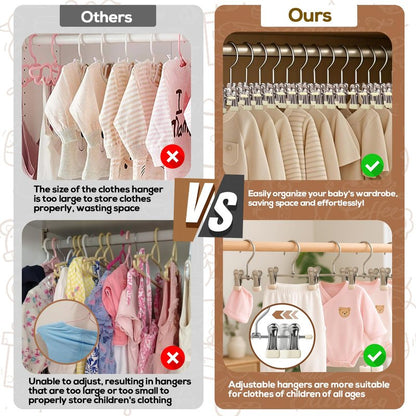 Mity rain 10-Pack Baby Hangers - 360° Rotatable Silicone Clip Kid Hanger, Space-Saving Toddler Hangers,Premium Stainless Steel, Ideal for Newborn & Children Wardrobe Organization.